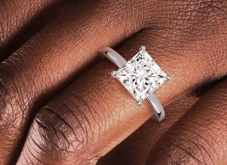 Classic Solitaire Princess Cut Moissanite Engagement Ring - 18K Yellow Gold Vermeil _ 1 Carat