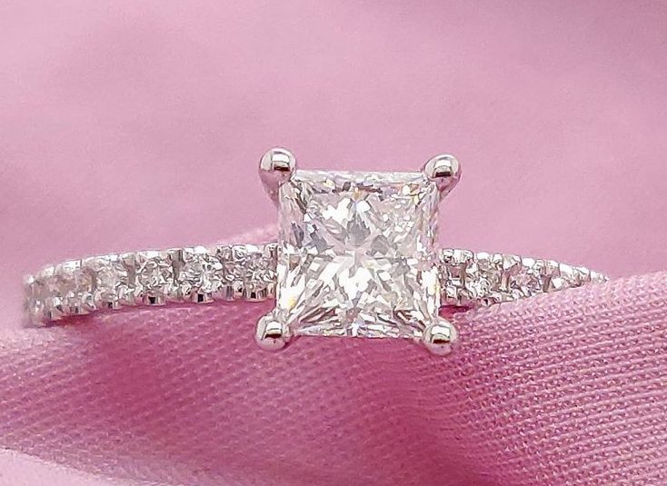 Diamond Engagement Ring, White Gold Ring, Princess Cut Engagement Ring, Ring Enhance, Sparkly Diamond (1)